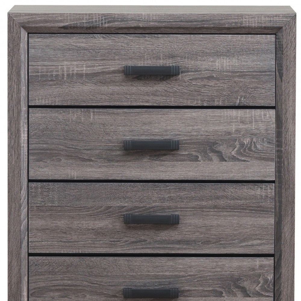 31" Grey Solid Wood Five Drawer Chest-4