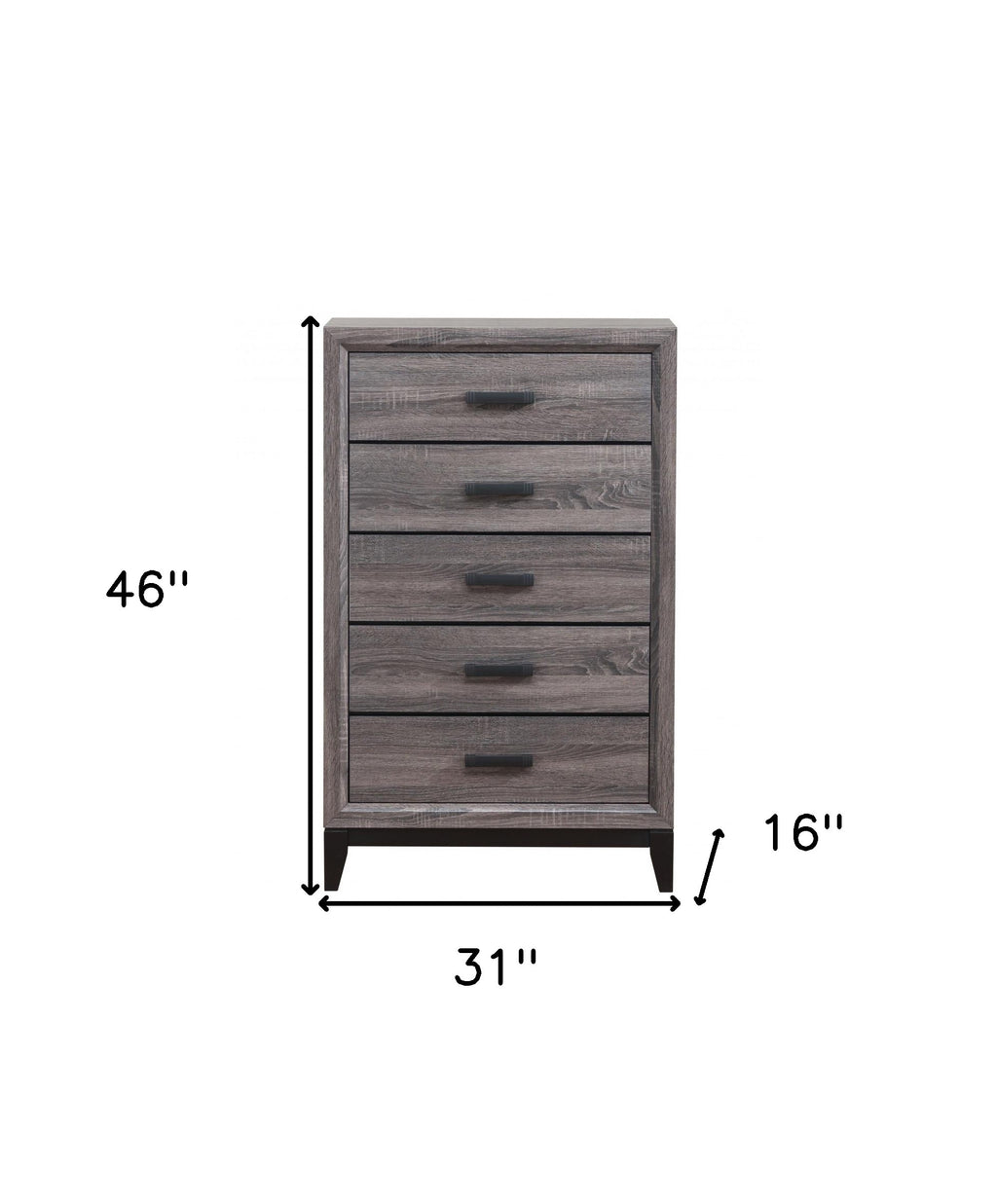 31" Grey Solid Wood Five Drawer Chest-5