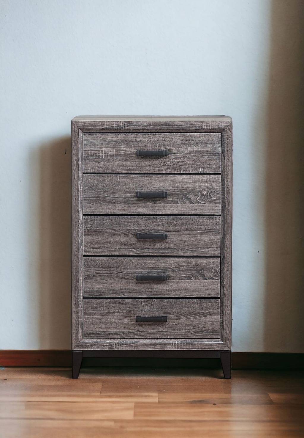 31" Grey Solid Wood Five Drawer Chest-1