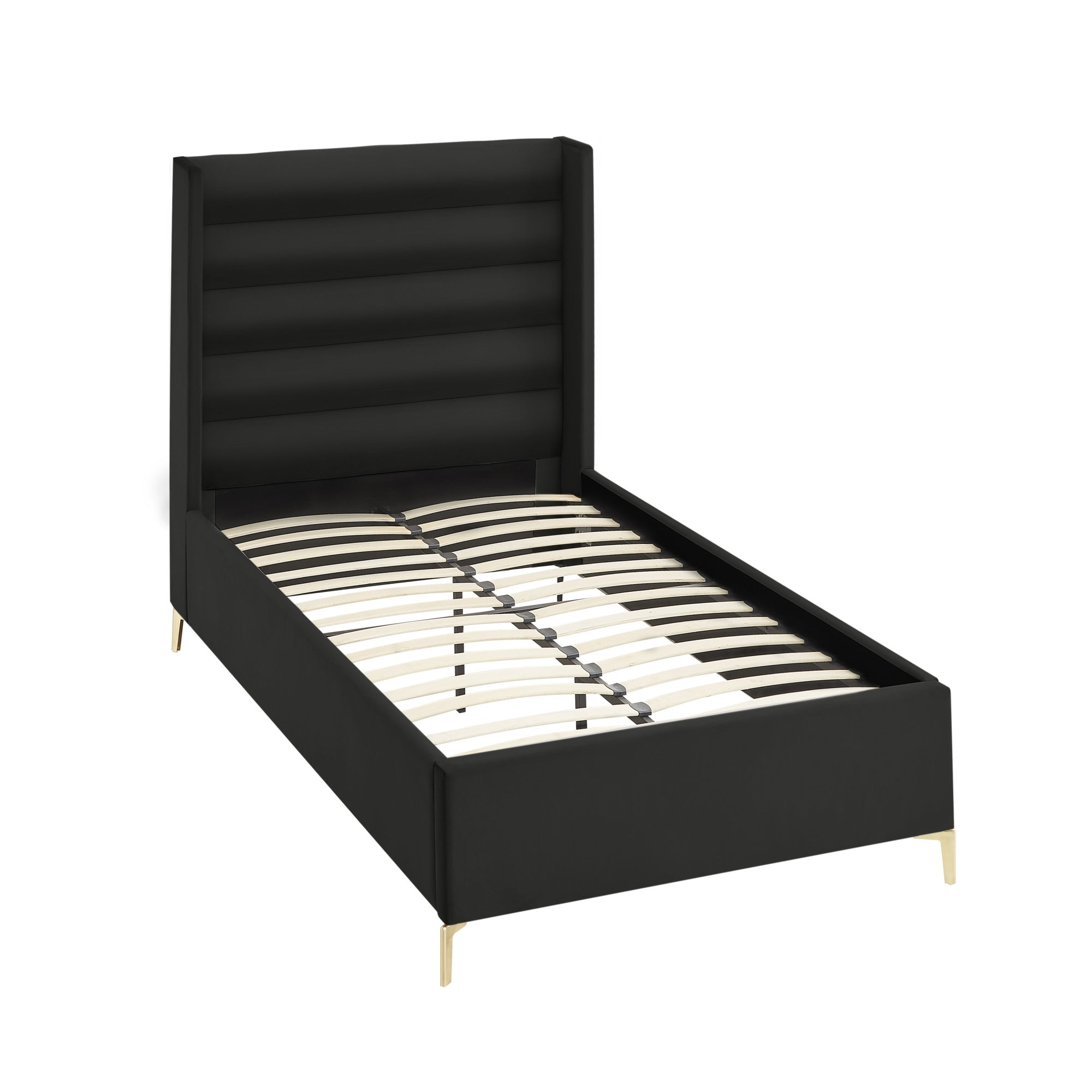 Black Velvet Upholstered Full Bed Frame