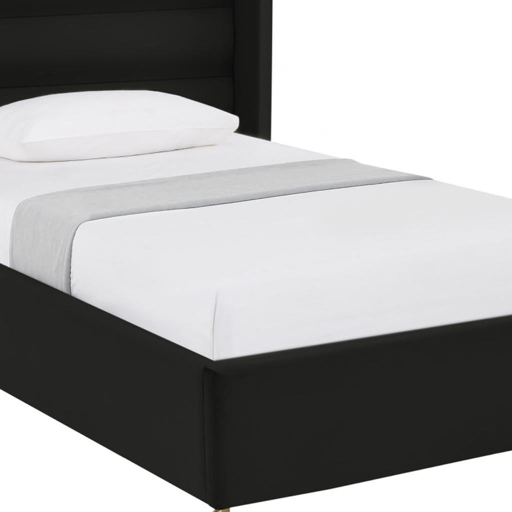 Black Velvet Upholstered Full Bed Frame
