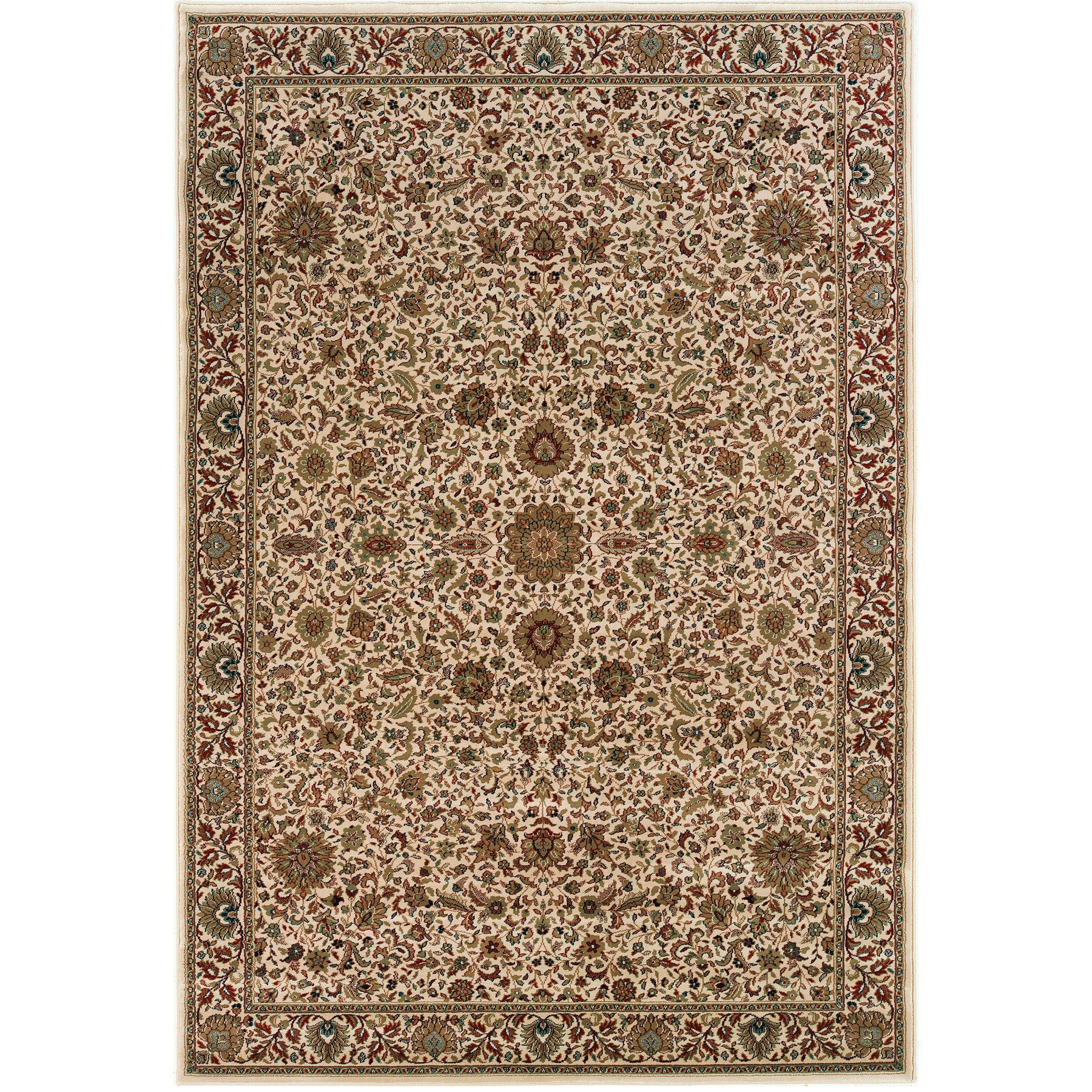 7' X 10' Ivory And Green Oriental Area Rug