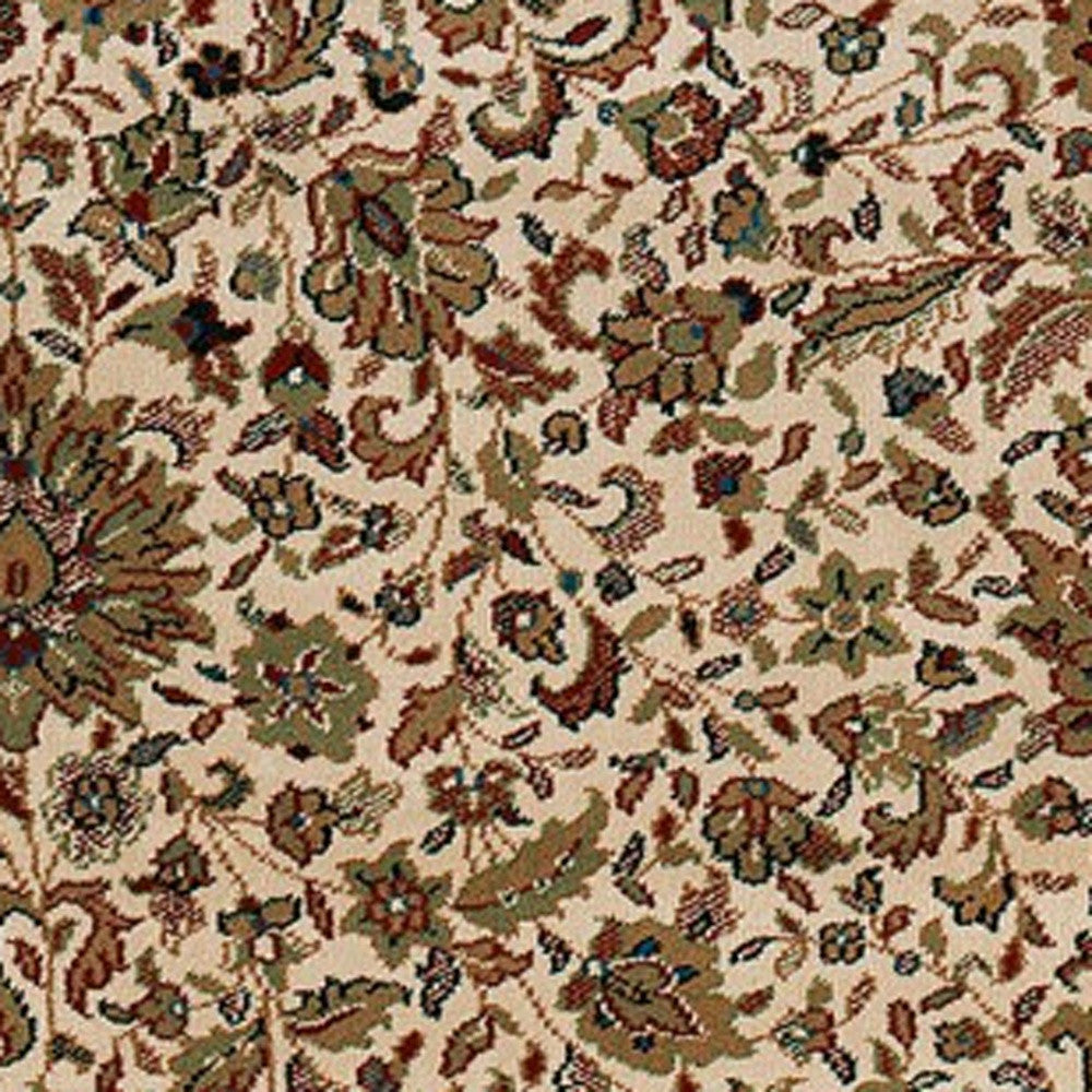 7' X 10' Ivory And Green Oriental Area Rug