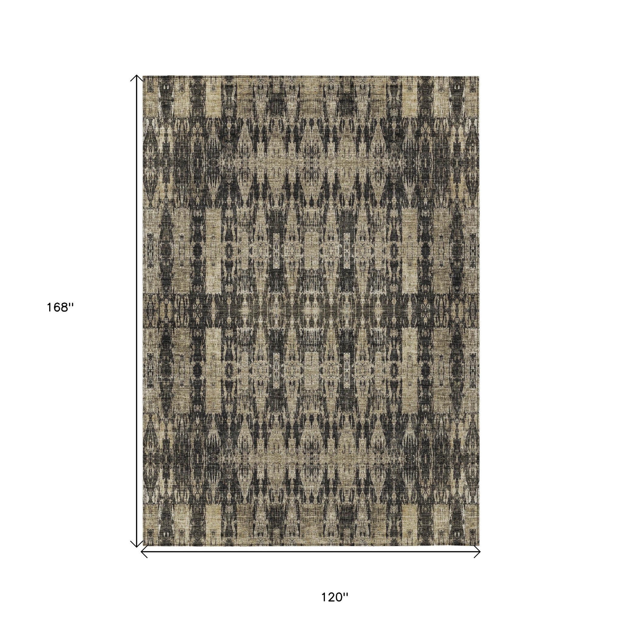 10' X 14' Black Taupe And Beige Moroccan Washable Indoor Outdoor Area Rug