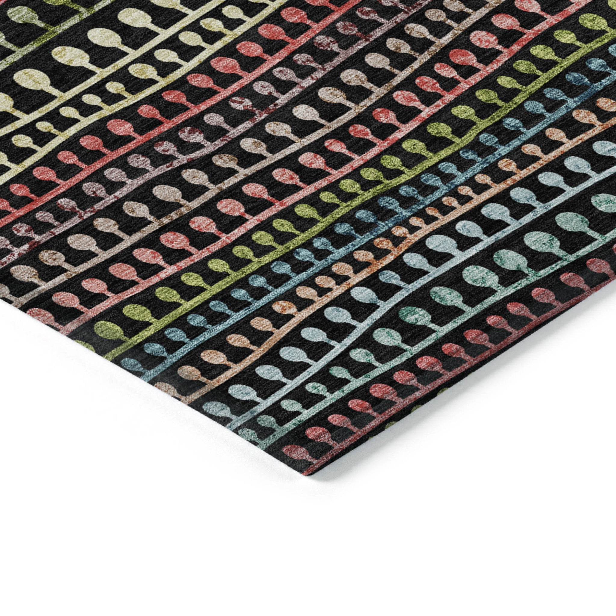 5' X 8' Black Green And Gold Striped Washable Indoor Outdoor Area Rug-3