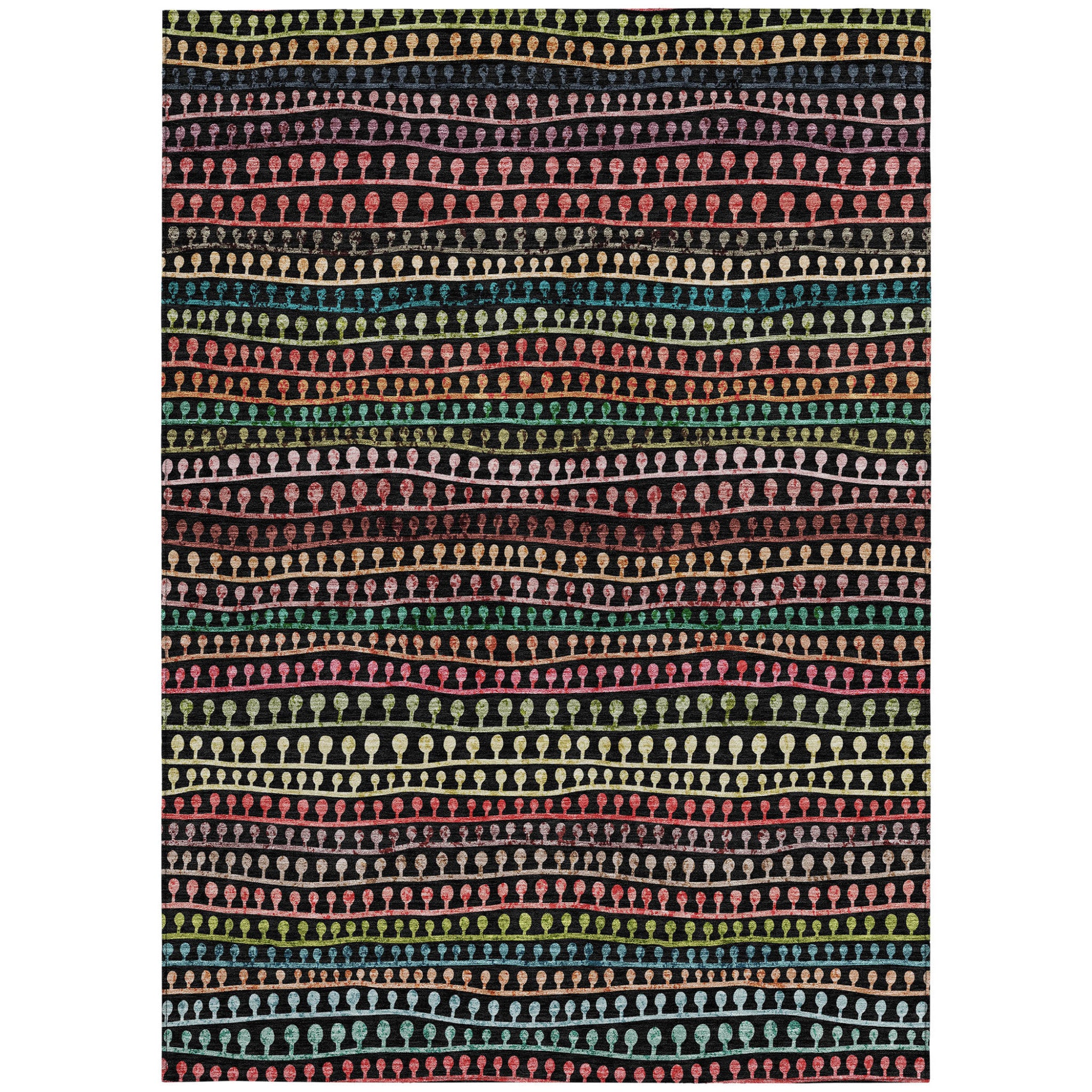 5' X 8' Black Green And Gold Striped Washable Indoor Outdoor Area Rug-6