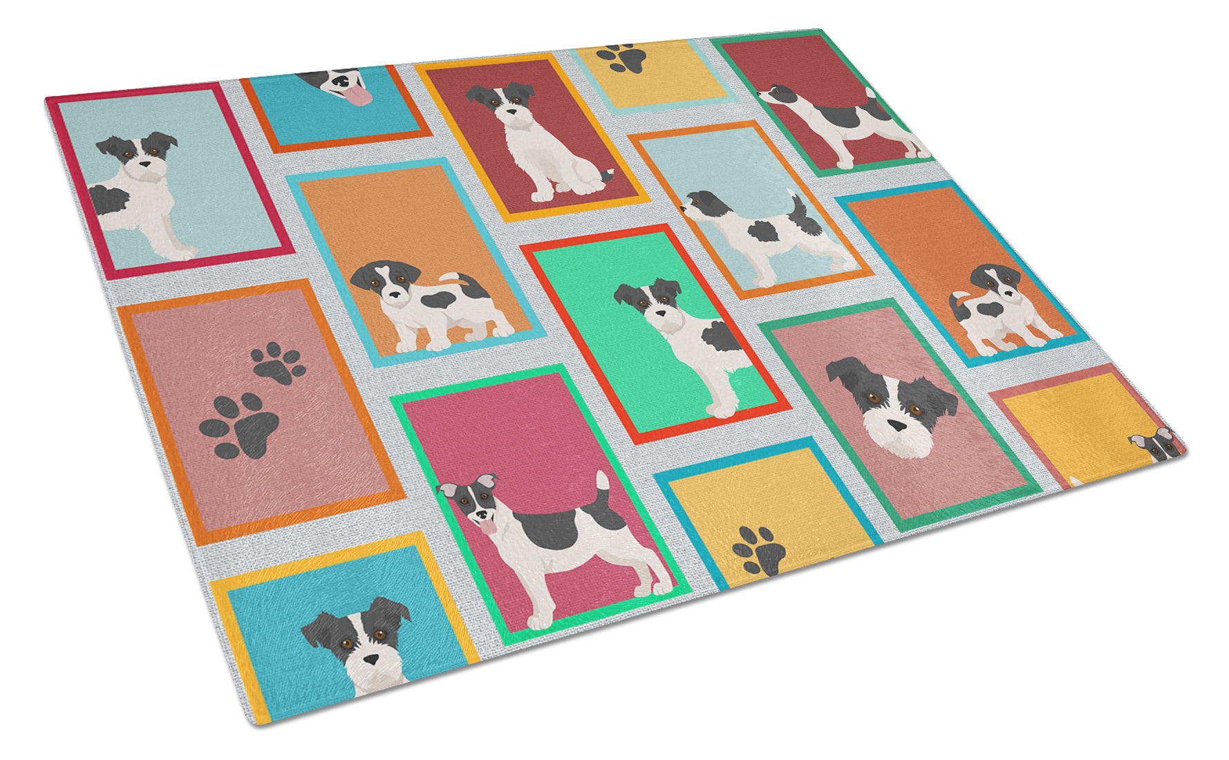 Lots of Jack Russell Terrier Glass Cutting Board-0