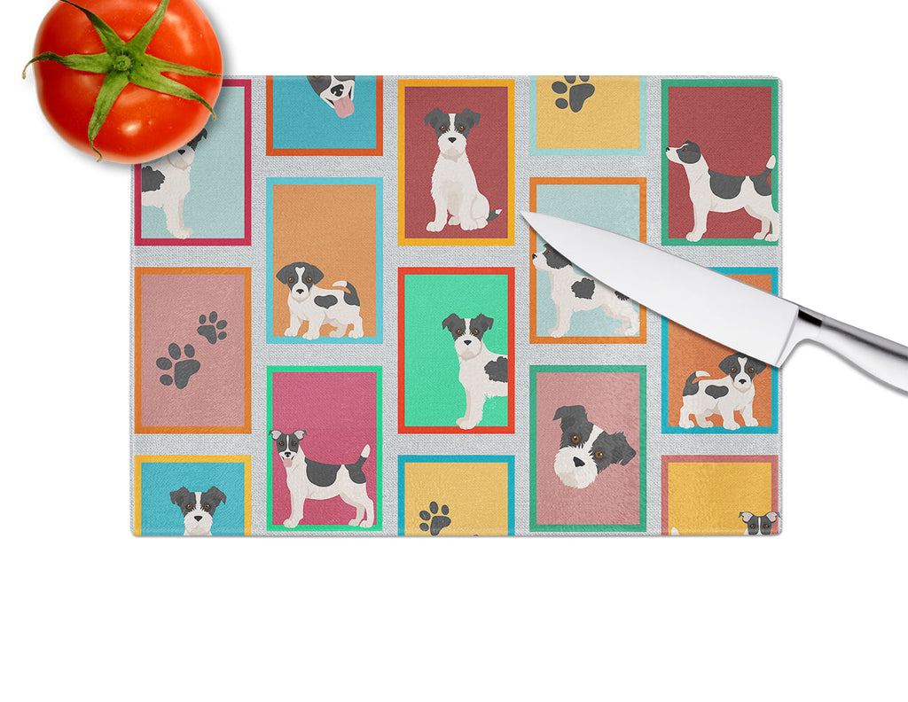 Lots of Jack Russell Terrier Glass Cutting Board-3